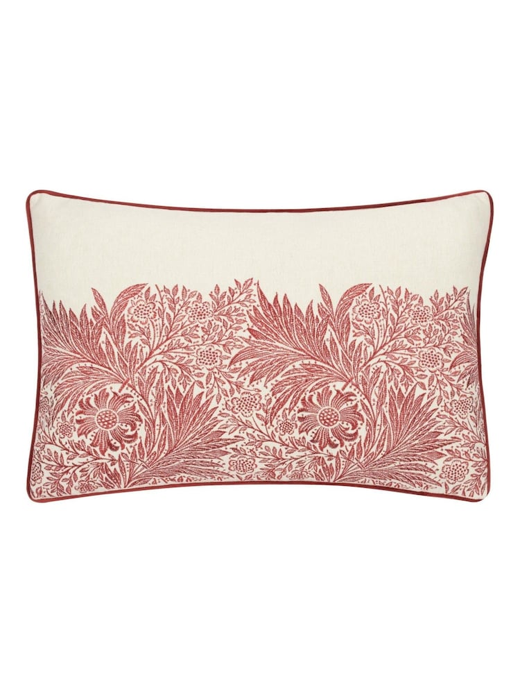 Morris & Co. Russet Marigold Embroidered Piped Cushion - Image 1 of 4