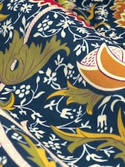 Morris & Co Indigo Berry Cray Floral Chenille Pencil Pleat Curtains - Image 6 of 7