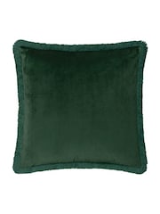 Morris & Co Forest Green Strawberry Thief Embroidered Fringed Cushion - Image 4 of 7