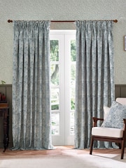 Morris & Co Indigo Marigold Jacquard Pencil Pleat Curtain - Image 1 of 7