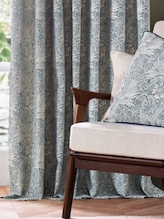Morris & Co Indigo Marigold Jacquard Pencil Pleat Curtain - Image 5 of 7