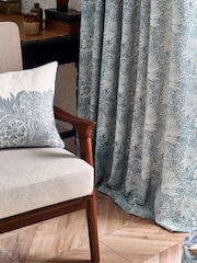 Morris & Co Indigo Marigold Jacquard Pencil Pleat Curtain - Image 6 of 7