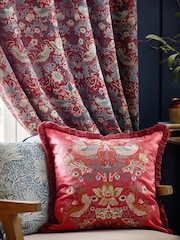 Morris & Co Berry Strawberry Thief Embroidered Fringed Cushion - Image 2 of 8