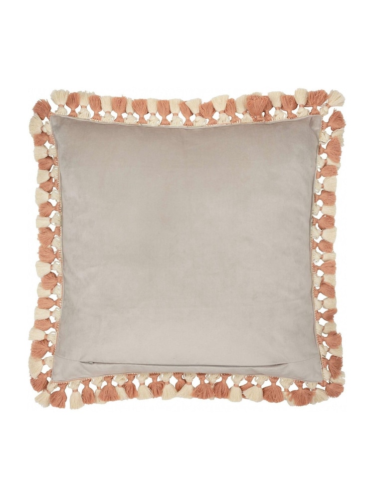 Morris & Co Stone Grey Cray Floral Chenille Piped Cushion - Image 2 of 5
