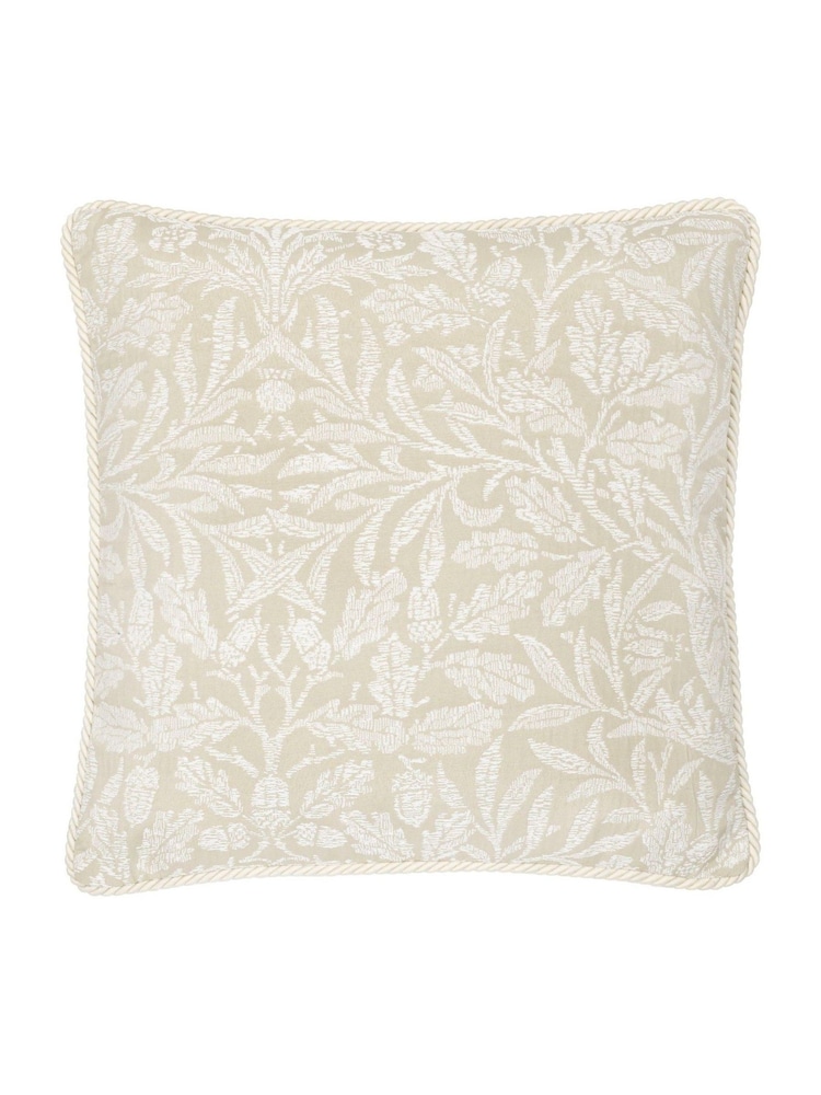 Morris & Co Linen Natural Acorn Jacquard Piped Cushion - Image 1 of 4
