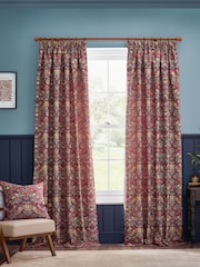 Morris & Co. Berry Strawberry Thief Jacquard Pencil Pleat Curtains - Image 1 of 4