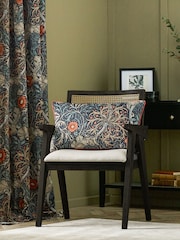 Morris & Co Indigo Seaweed Matt Velvet Piped Cushion - Image 1 of 5