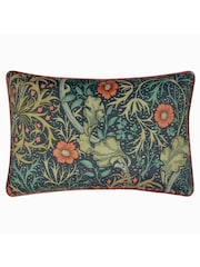 Morris & Co Indigo Seaweed Matt Velvet Piped Cushion - Image 2 of 5