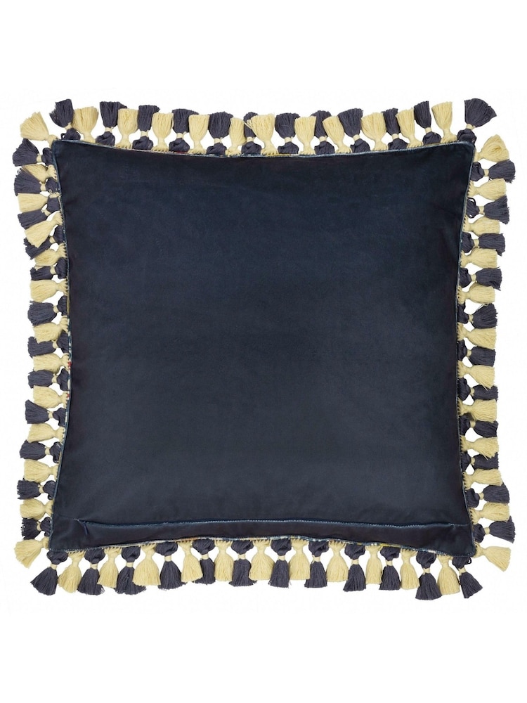 Morris & Co Indigo Berry Cray Floral Chenille Piped Cushion - Image 2 of 5 Morris & Co Indigo Berry Cray Floral Chenille Piped Cushion - Image 2 of 5