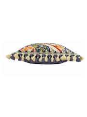 Morris & Co Indigo Berry Cray Floral Chenille Piped Cushion - Image 3 of 5