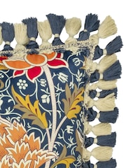 Morris & Co Indigo Berry Cray Floral Chenille Piped Cushion - Image 4 of 5