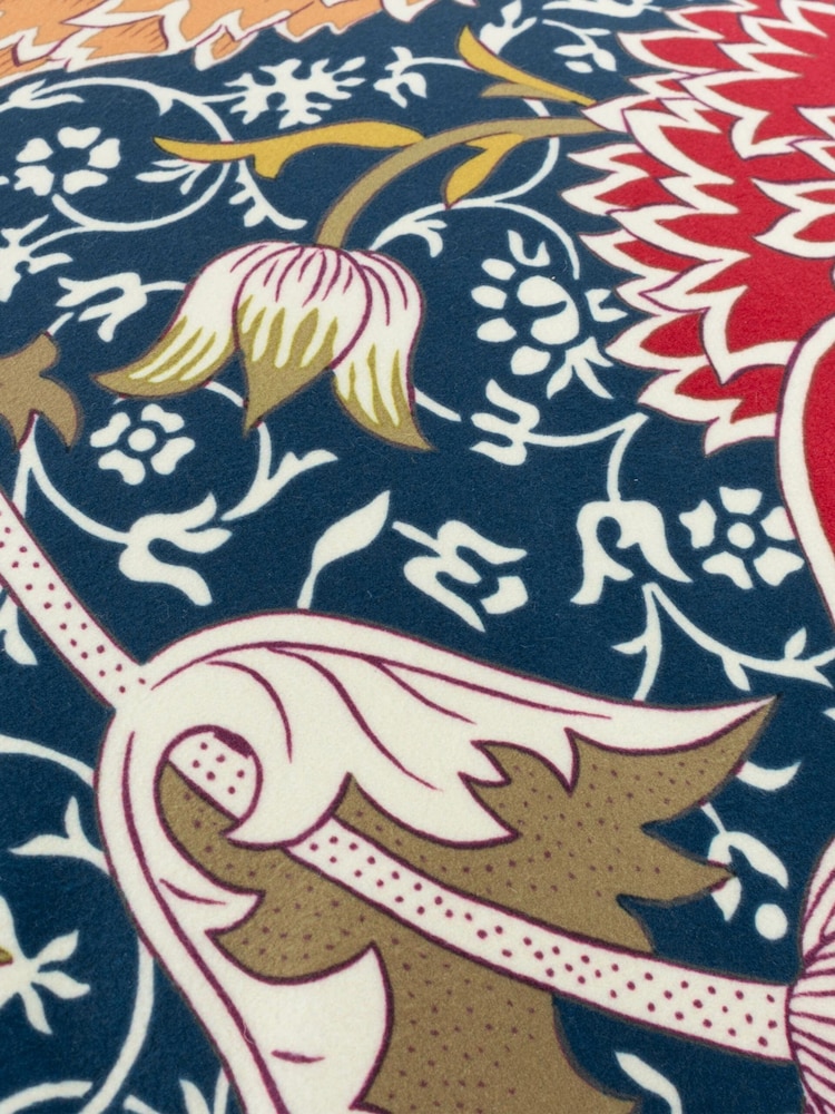 Morris & Co Indigo Berry Cray Floral Chenille Piped Cushion - Image 5 of 5