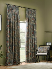 Morris & Co Indigo Seaweed Matt Velvet Pencil Pleat Pencil Pleat Curtains - Image 1 of 7