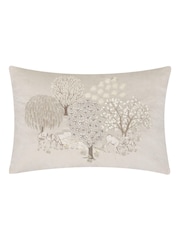 Morris & Co Linen The Brook Embroidered Velvet Braided Cushion - Image 1 of 4