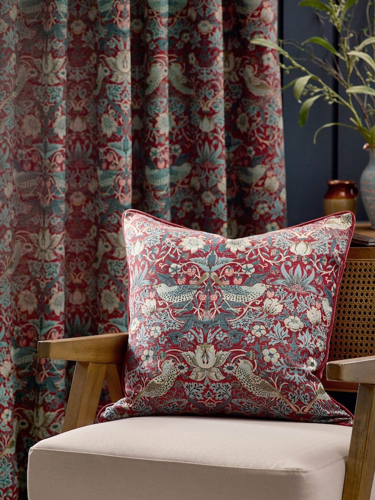 Morris & Co. Berry Strawberry Thief Jacquard Piped Cushion - Image 1 of 5
