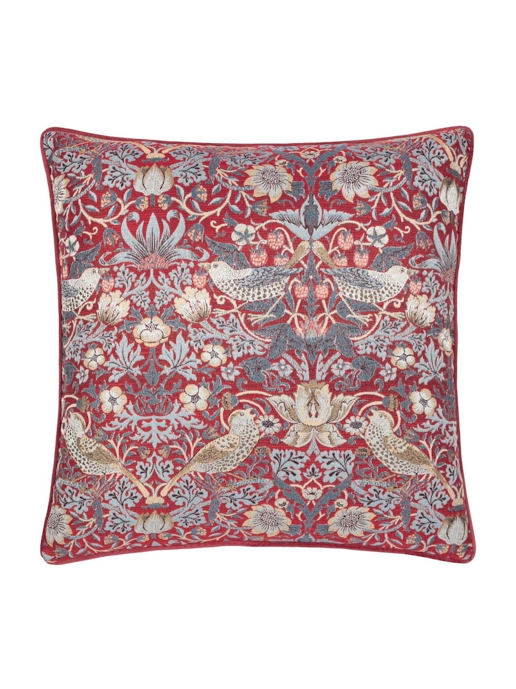 Morris & Co. Berry Strawberry Thief Jacquard Piped Cushion - Image 2 of 5