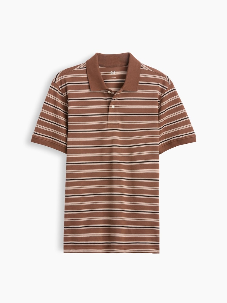Brūna svītra - Gap logotipa pikē polo krekls - Attēls 1 no 2