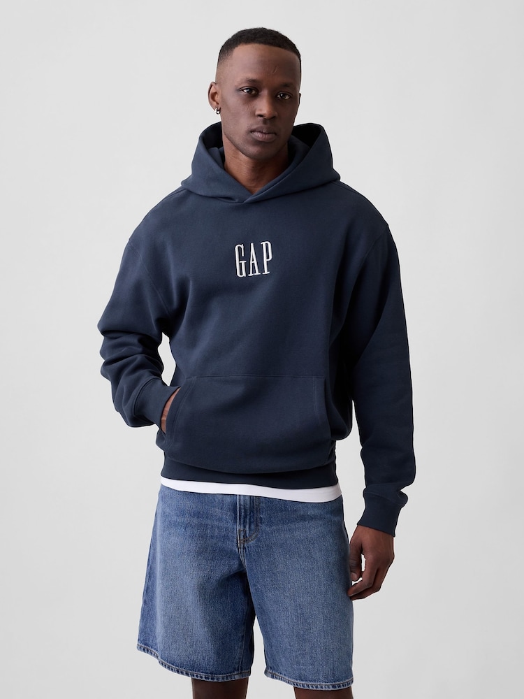 Gap Blue Vintage Soft Oversized Mini-Logo Hoodie - Image 1 of 6 Gap Blue Vintage Soft Oversized Mini-Logo Hoodie - Image 1 of 6