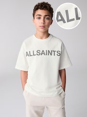 smALLSAINTS White Oversized Boys Logo Infill Crew T-Shirt - Image 1 of 7