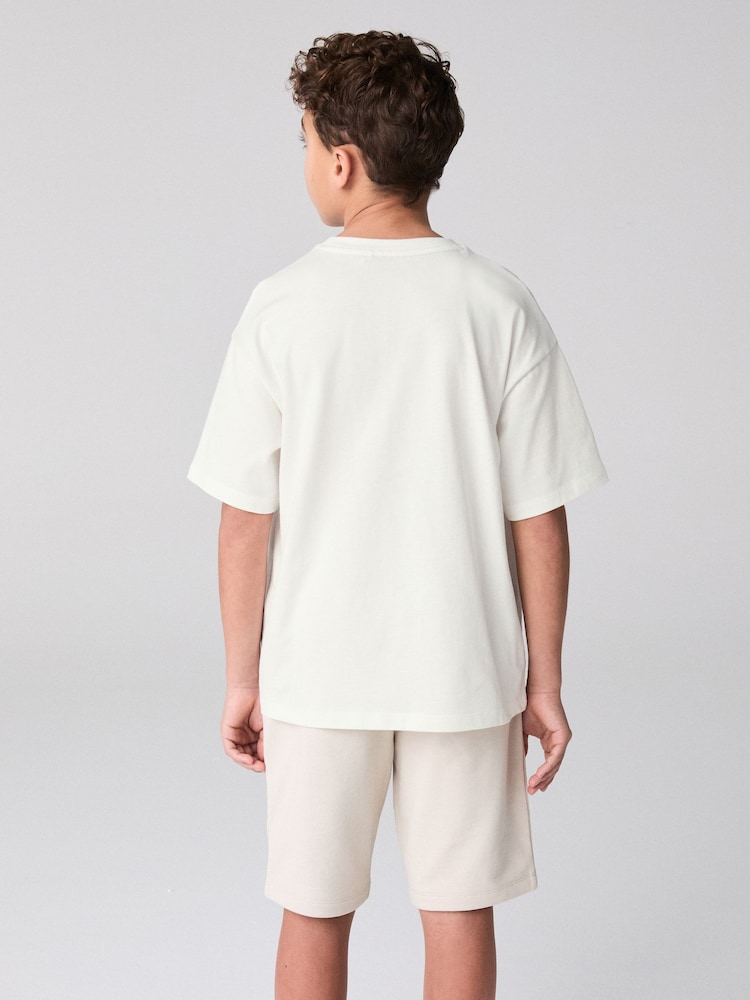 smALLSAINTS White Oversized Boys Logo Infill Crew T-Shirt - Image 2 of 7
