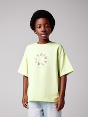 smALLSAINTS Lime Green Oversized Tierra Crew Logo T-Shirt - Image 1 of 8
