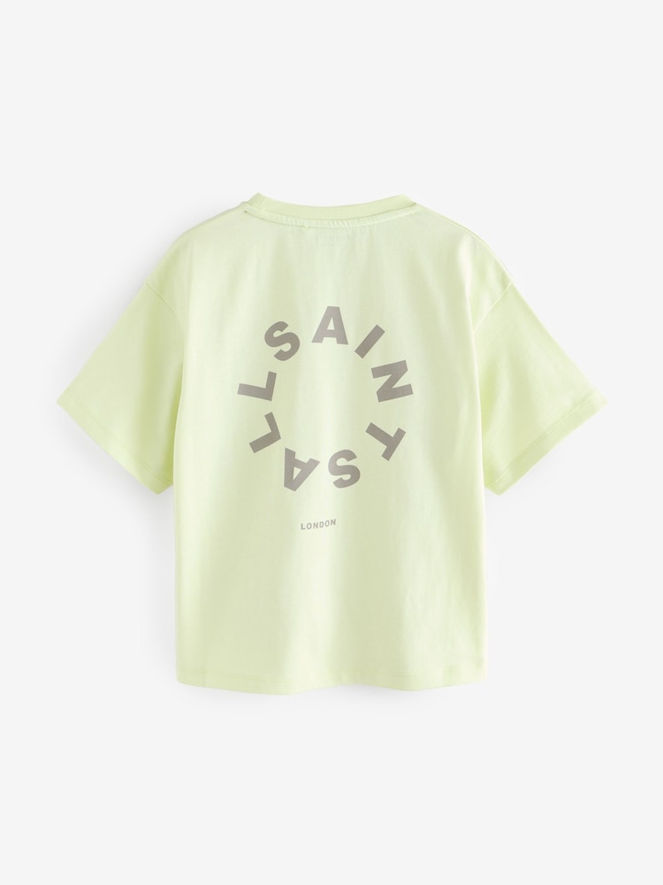 smALLSAINTS Lime Green Oversized Tierra Crew Logo T-Shirt - Image 6 of 8