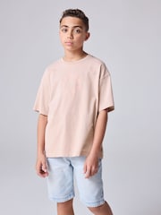 Roze met wassing - smALLSAINTS Oversized Tierra T-shirt met ronde hals en logo - Image 1 of 7