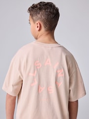 Roze met wassing - smALLSAINTS Oversized Tierra T-shirt met ronde hals en logo - Image 2 of 7