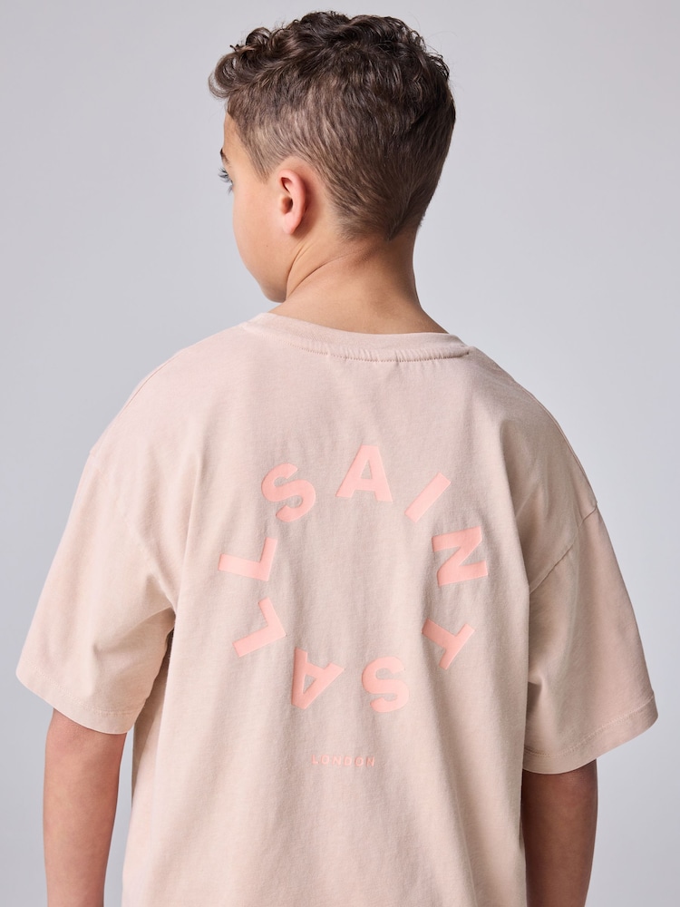 Sprana roza - SmallSaints Oversized Tierra okrogli ovratnik; z okroglim ovratnikom Logo majica - Slika 2 iz 7 Sprana roza - SmallSaints Oversized Tierra okrogli ovratnik; z okroglim ovratnikom Logo majica - Slika 2 iz 7