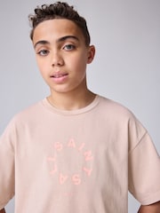 Roze met wassing - smALLSAINTS Oversized Tierra T-shirt met ronde hals en logo - Image 3 of 7