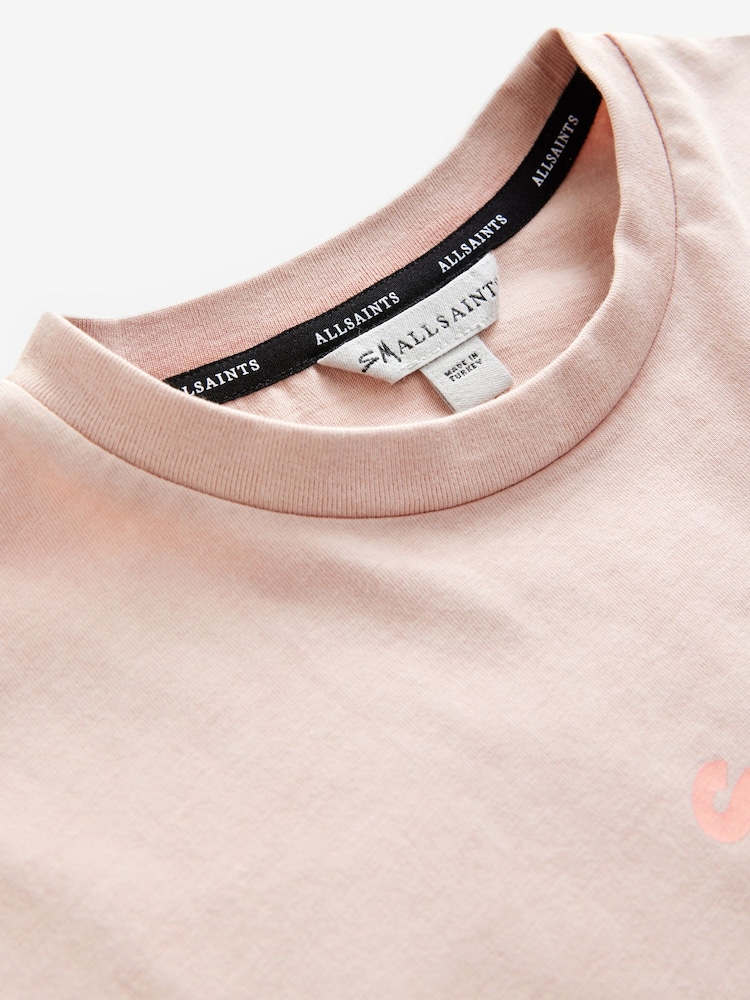 Roze met wassing - smALLSAINTS Oversized Tierra T-shirt met ronde hals en logo - Image 7 of 7