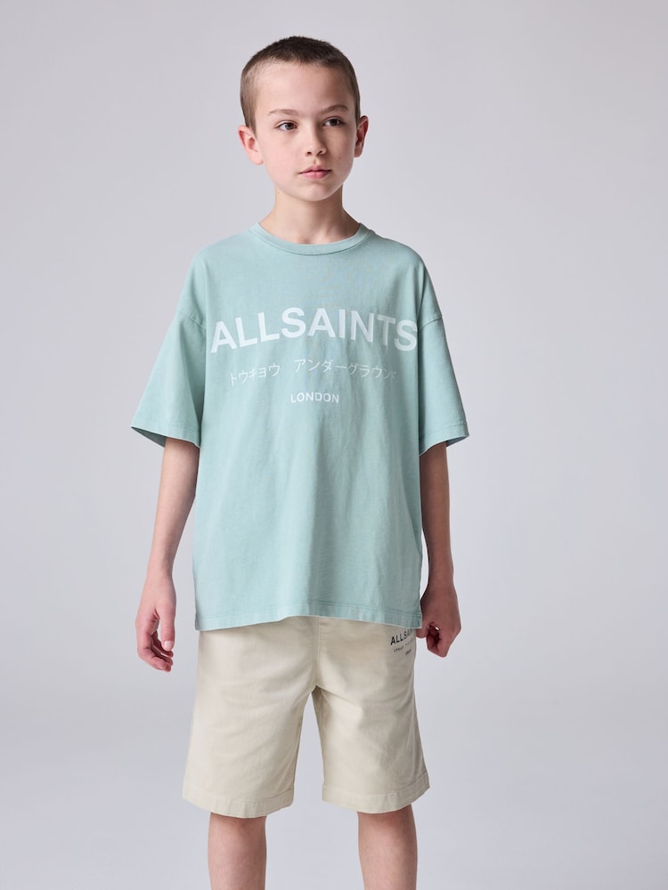 smALLSAINTS Washed Blue Oversized Underground Crew T-Shirt - Image 1 of 7