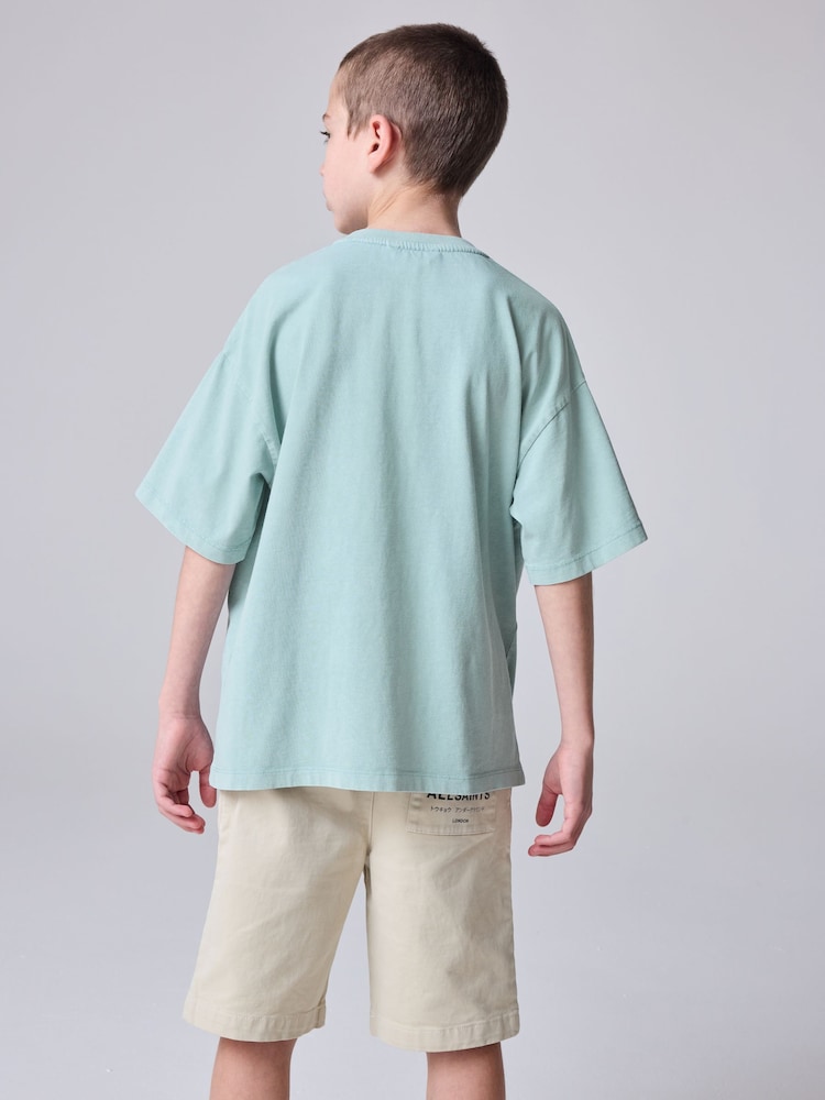 smALLSAINTS Washed Blue Oversized Underground Crew T-Shirt - Image 2 of 7