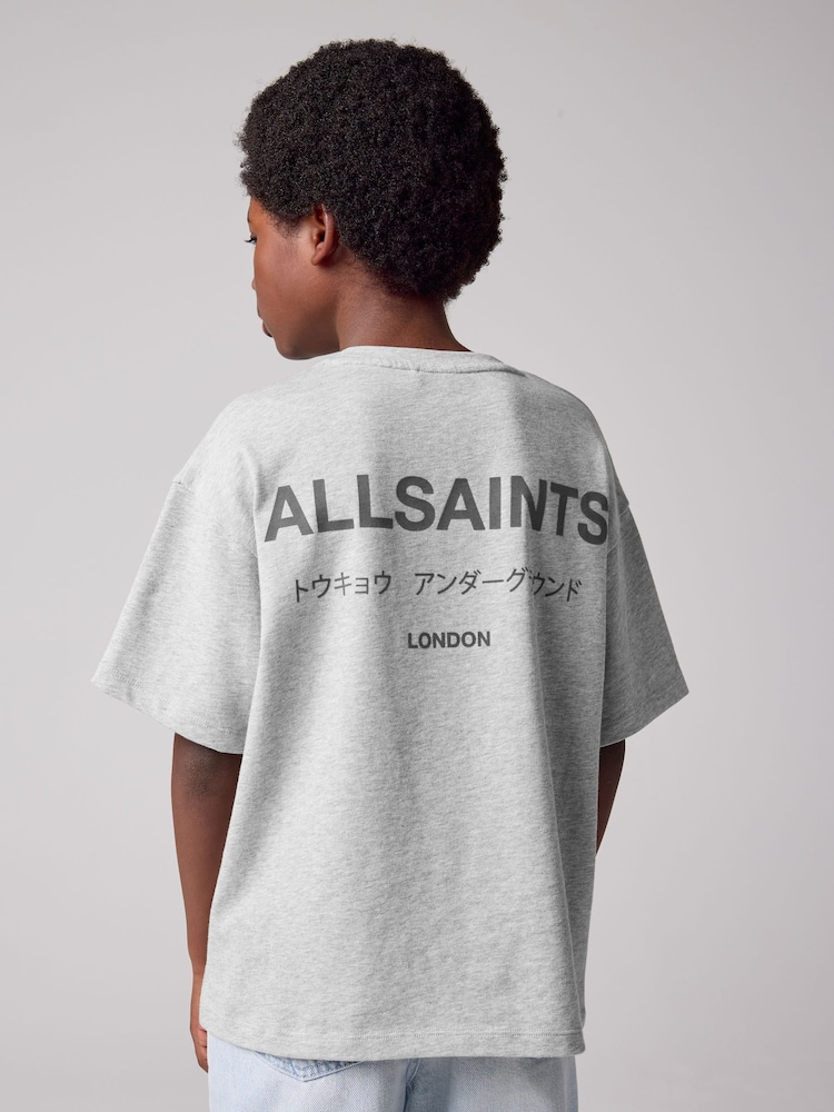 smALLSAINTS Grey/Flocked Oversized Underground Crew 100% Cotton T-Shirt - Image 2 of 8