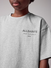 smALLSAINTS Grey/Flocked Oversized Underground Crew 100% Cotton T-Shirt - Image 3 of 8