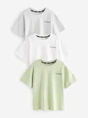 smALLSAINTS Green Boys Logo Crew Relaxed 100% Cotton T-Shirts 3 Pack - Image 1 of 8