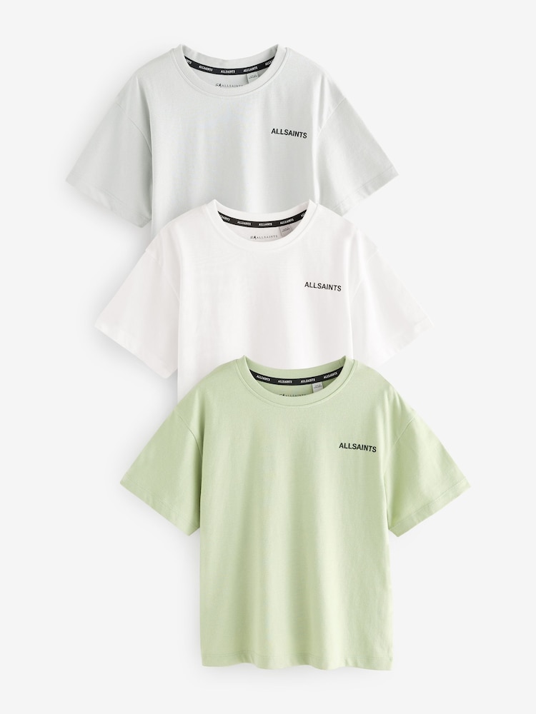 smALLSAINTS Green Boys Logo Crew Relaxed 100% Cotton T-Shirts 3 Pack - Image 1 of 8