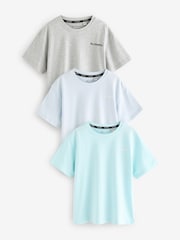 smALLSAINTS Blue Boys Logo Crew Relaxed 100% Cotton T-Shirts 3 Pack - Image 1 of 8