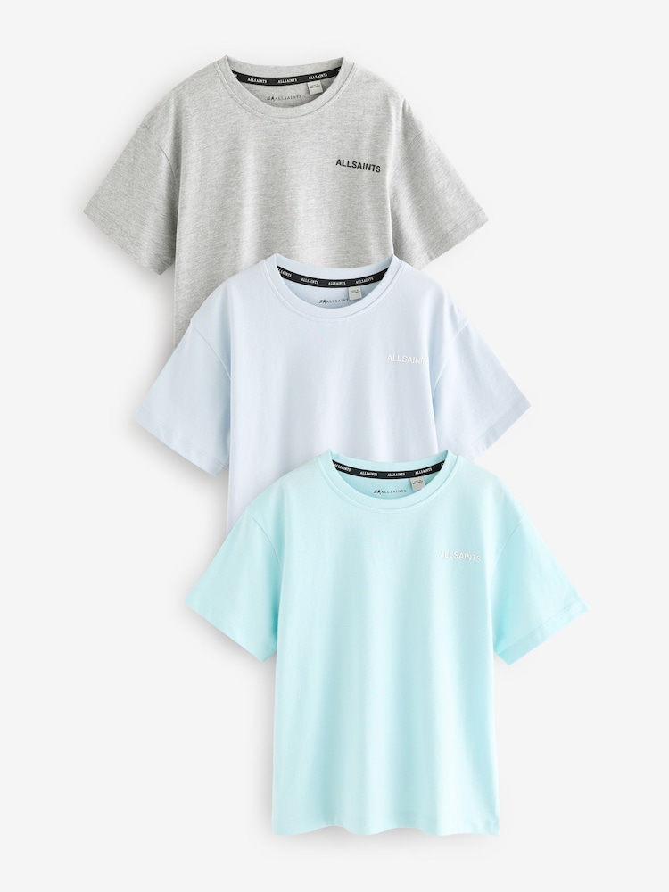 Azul - Camisetas de algodón 100% con logo y cuello redondo relajado para niños de smALLSAINTS, pack de 3 - Imagen 1 de 8 Azul - Camisetas de algodón 100% con logo y cuello redondo relajado para niños de smALLSAINTS, pack de 3 - Imagen 1 de 8