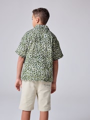 smALLSAINTS Green Camo 100% Cotton Underground Open Collar Boys Printed Short Sleeve Shirt - Image 2 of 8