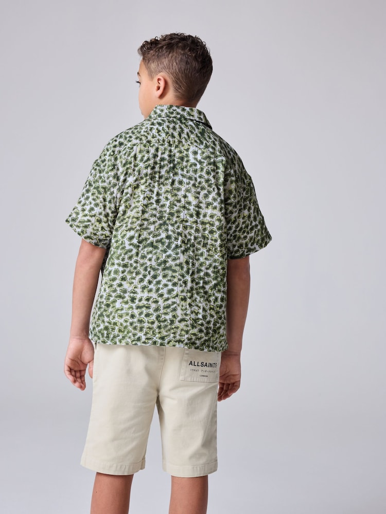 smALLSAINTS Green Camo 100% Cotton Underground Open Collar Boys Printed Short Sleeve Shirt - Image 2 of 8