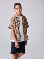smALLSAINTS Solar Camo 100% Cotton Underground Open Collar Boys Printed Short Sleeve Shirt - Image 1 of 8