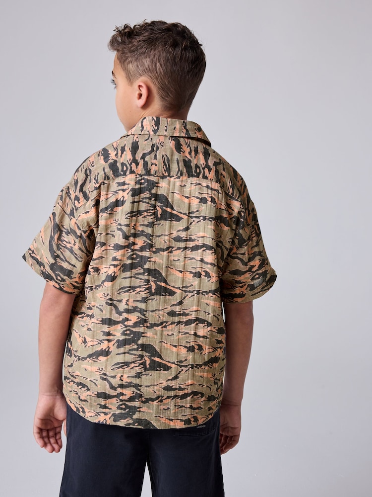 smALLSAINTS Solar Camo 100% Cotton Underground Open Collar Boys Printed Short Sleeve Shirt - Image 2 of 8