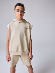 smALLSAINTS Beige Oversized Underground Sleeveless Pullover Hoodie - Image 1 of 7