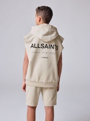 smALLSAINTS Beige Oversized Underground Sleeveless Pullover Hoodie - Image 2 of 7