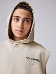 smALLSAINTS Beige Oversized Underground Sleeveless Pullover Hoodie - Image 3 of 7