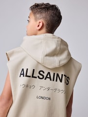 smALLSAINTS Beige Oversized Underground Sleeveless Pullover Hoodie - Image 4 of 7