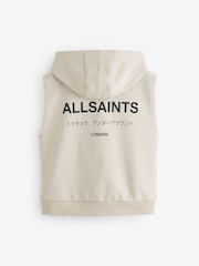 smALLSAINTS Beige Oversized Underground Sleeveless Pullover Hoodie - Image 6 of 7