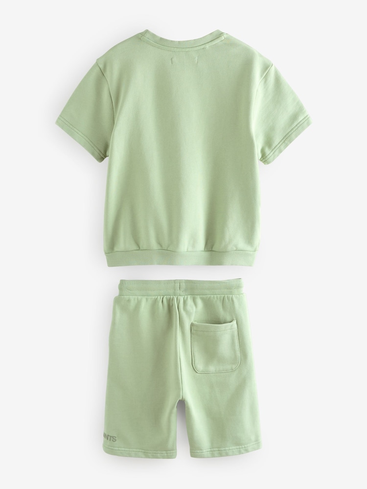 smALLSAINTS Green Biggy Short Sleeve Sweatshirt and Sweat Short Boys Set - Image 11 of 13