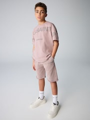 smALLSAINTS Pink Oversized Biggy 100% Cotton T-Shirt and Sweatshirt Set - Image 1 of 11